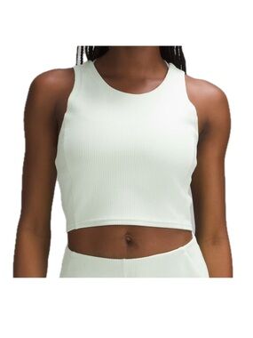 Lululemon Ribbed Softstreme Cropped Tank Top Kohlrabi Green size 8